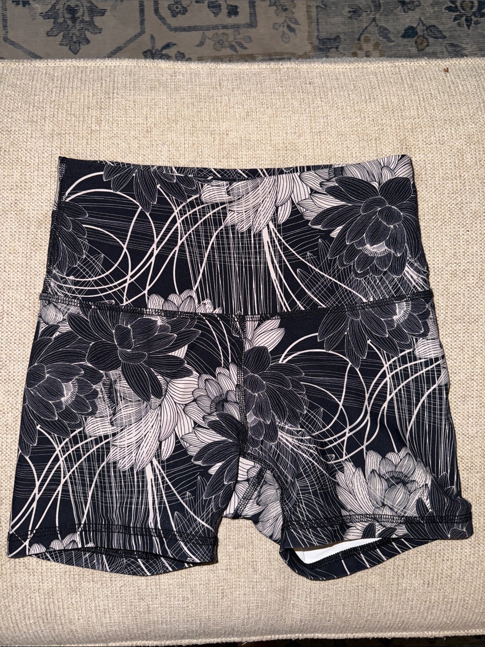JoyLab Black and White Floral High-Rise Bike Shorts